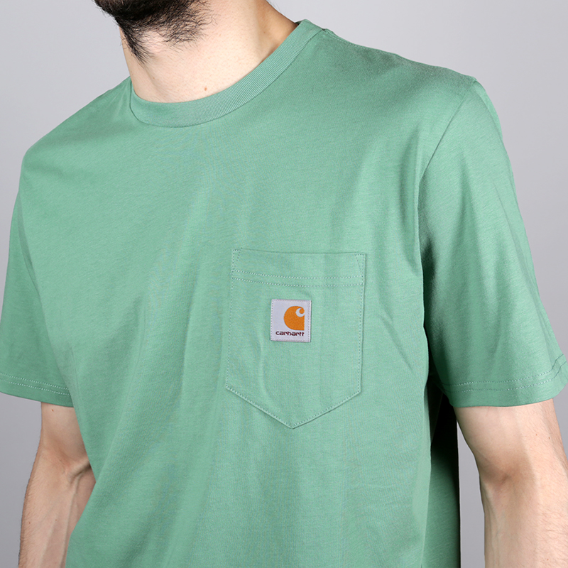 мужская зеленая футболка Carhartt WIP Pocket T-Shirt I022091-catnip - цена, описание, фото 4